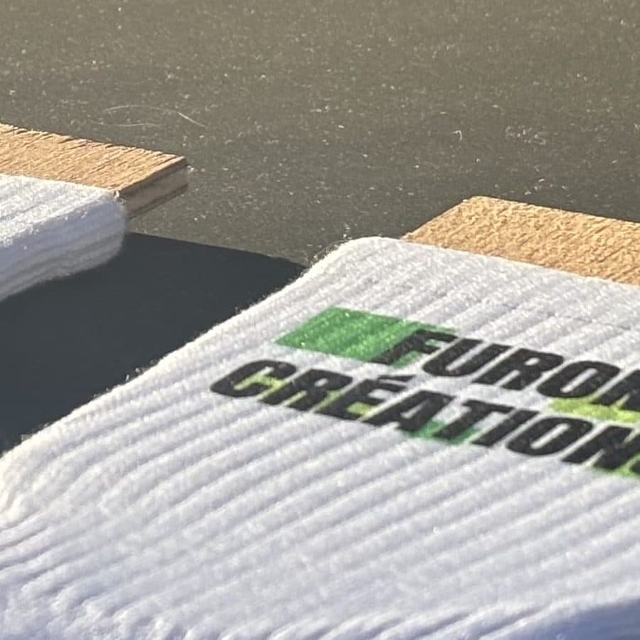 Chaussettes personnalisées FURON CRÉATIONS, finition côtelée blanche