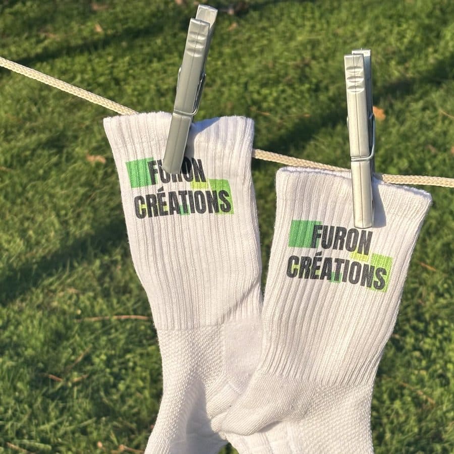 Paire de chaussettes personnalisées FURON CRÉATIONS, coloris blanc